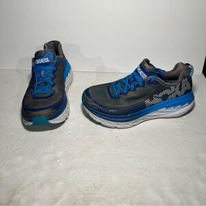 Hoka One One Bondi 5 Wide Shoes Mens Size 9.5 2E Gray Blue Running 1016604 CGTB